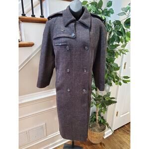 Harve' Benard Women's Gray 100% Wool Long Sleeve Buttons Front Trench Coat XL